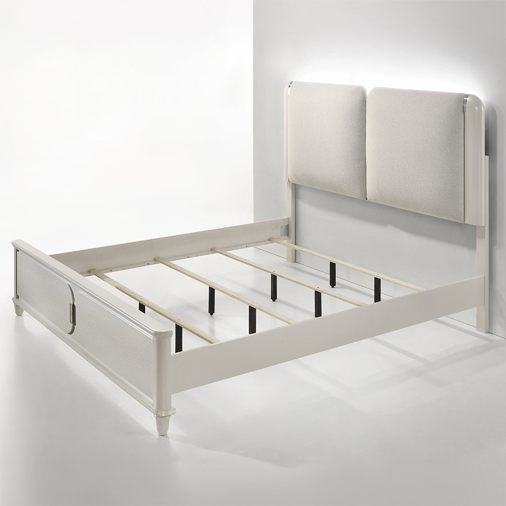 Cama tapizada Laveda de 91" de largo con luz LED
