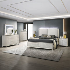 Cama tapizada Laveda de 91" de largo con luz LED