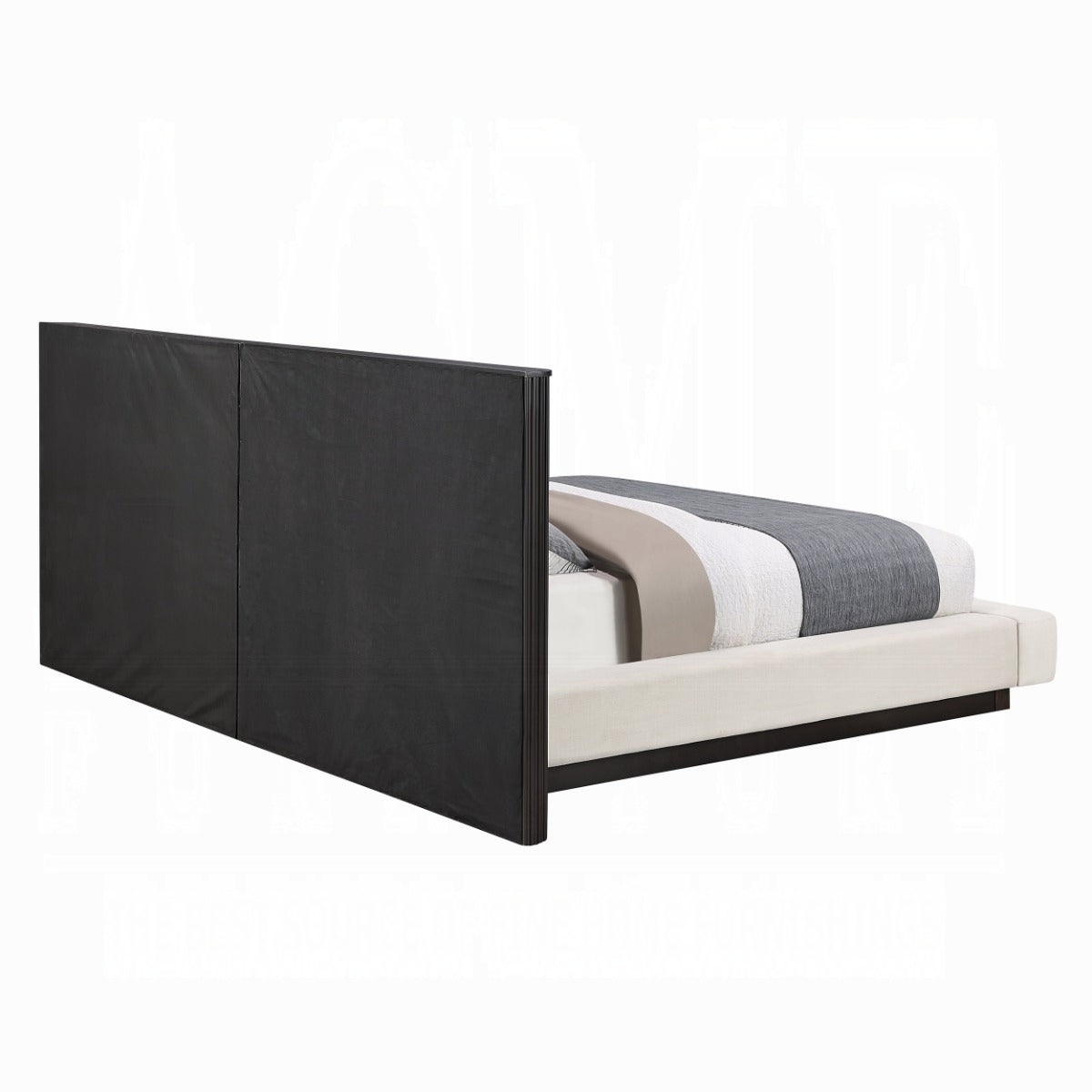 Clayten Queen Bed - Beige Linen & Espresso (118"W x 77"D x 48"H)