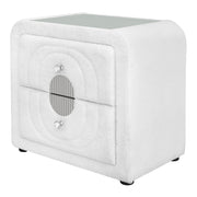Shelyn Nightstand - White Teddy Sherpa & Chrome