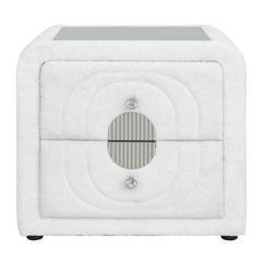 Shelyn Nightstand - White Teddy Sherpa & Chrome