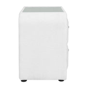 Shelyn Nightstand - White Teddy Sherpa & Chrome