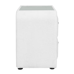 Shelyn Nightstand - White Teddy Sherpa & Chrome