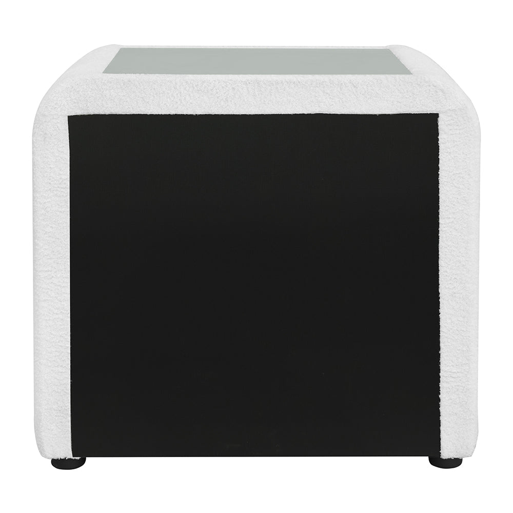 Shelyn Nightstand - White Teddy Sherpa & Chrome