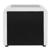 Shelyn Nightstand - White Teddy Sherpa & Chrome