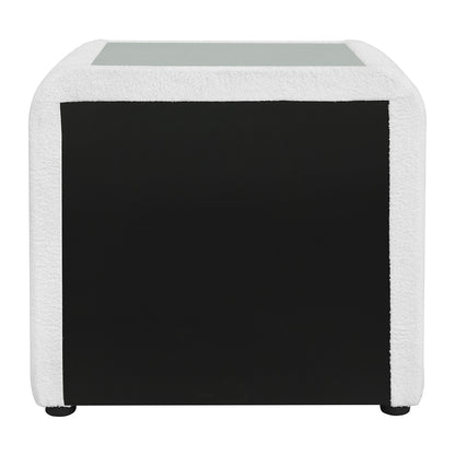 Shelyn Nightstand - White Teddy Sherpa & Chrome