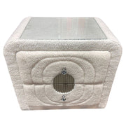 Shelyn Nightstand - White Teddy Sherpa & Chrome
