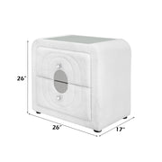 Shelyn Nightstand - White Teddy Sherpa & Chrome