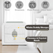 Shelyn Nightstand - White Teddy Sherpa & Chrome