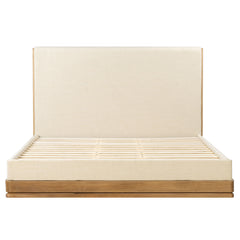 Zoey Eastern King Bed - Beige Fabric & Oak