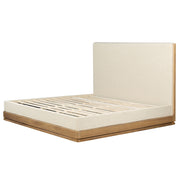 Zoey Queen Bed - Beige Fabric & Oak