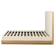 Zoey Queen Bed - Beige Fabric & Oak