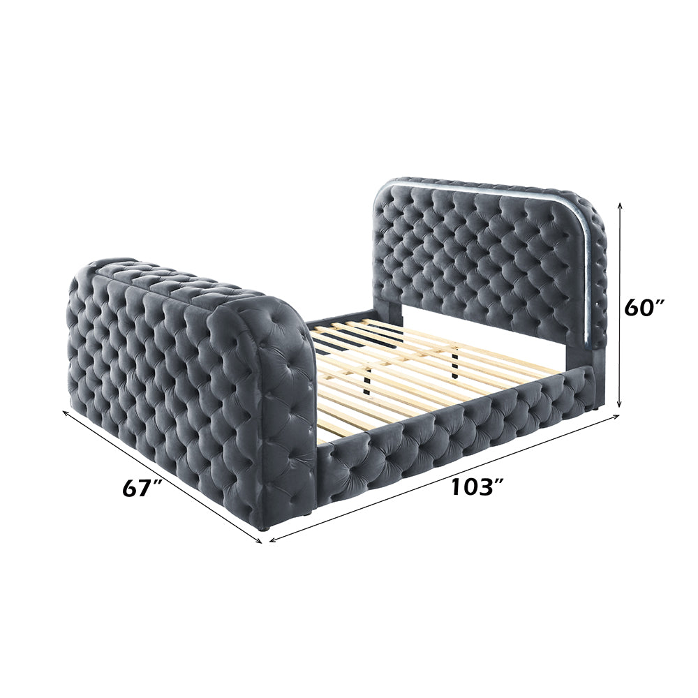 Kana Queen Bed w/LED, Fireplace & TV Stand