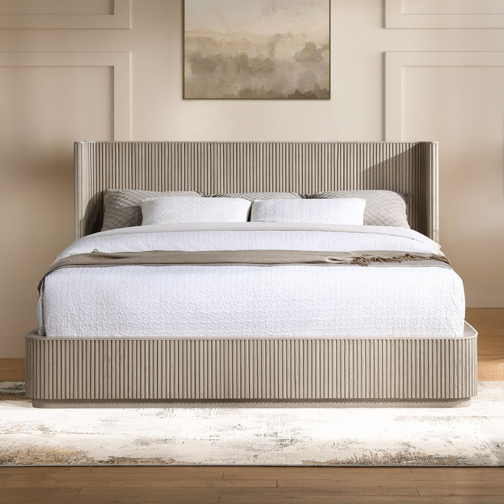 Leanna Eastern King Bed - Light Oak
