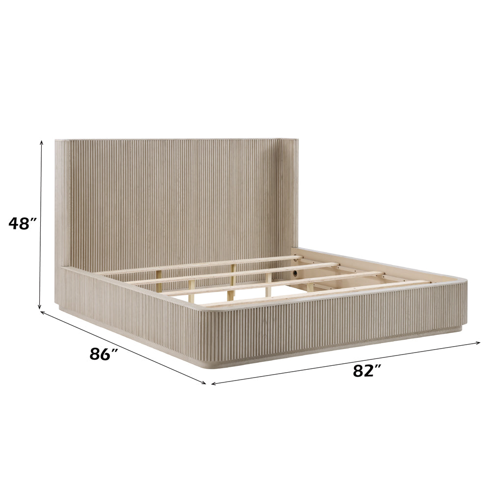 Leanna Eastern King Bed - Light Oak