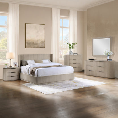 Leanna Eastern King Bed - Light Oak