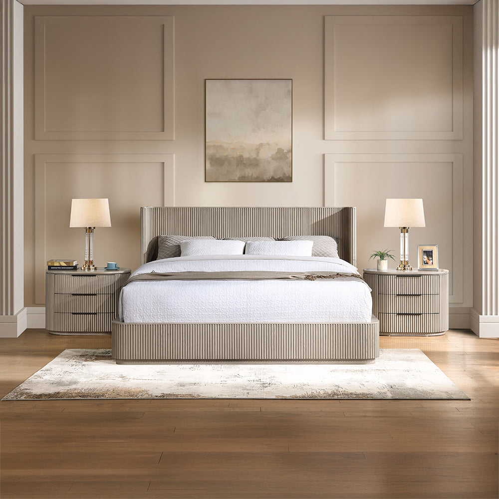 Leanna Queen Bed - Light Oak