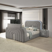 Shelyn Eastern King Bed w/LED, TV Stand, Fireplace & Bluetooth