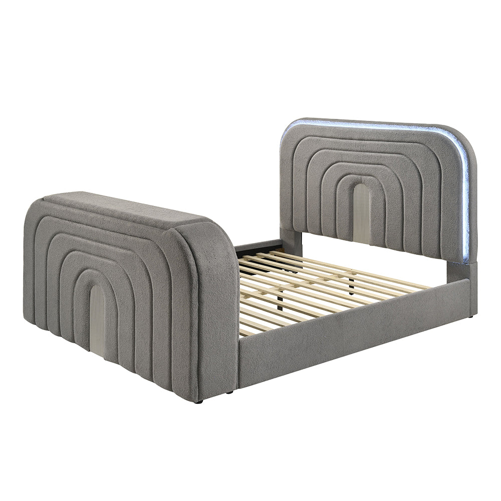Shelyn Eastern King Bed w/LED, TV Stand, Fireplace & Bluetooth