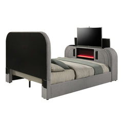 Shelyn Eastern King Bed w/LED, TV Stand, Fireplace & Bluetooth