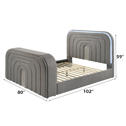 Shelyn Eastern King Bed w/LED, TV Stand, Fireplace & Bluetooth