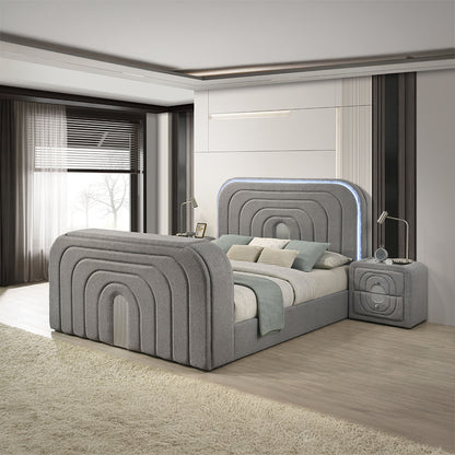 Shelyn Queen Bed w/Led, TV Stand, Fireplace & Bluetooth