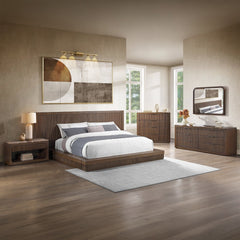Leanna Queen Bed - Brown Oak