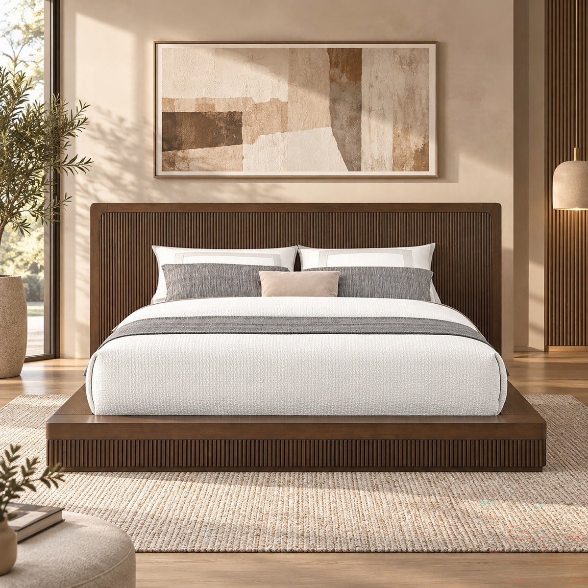 Leanna Queen Bed - Brown Oak