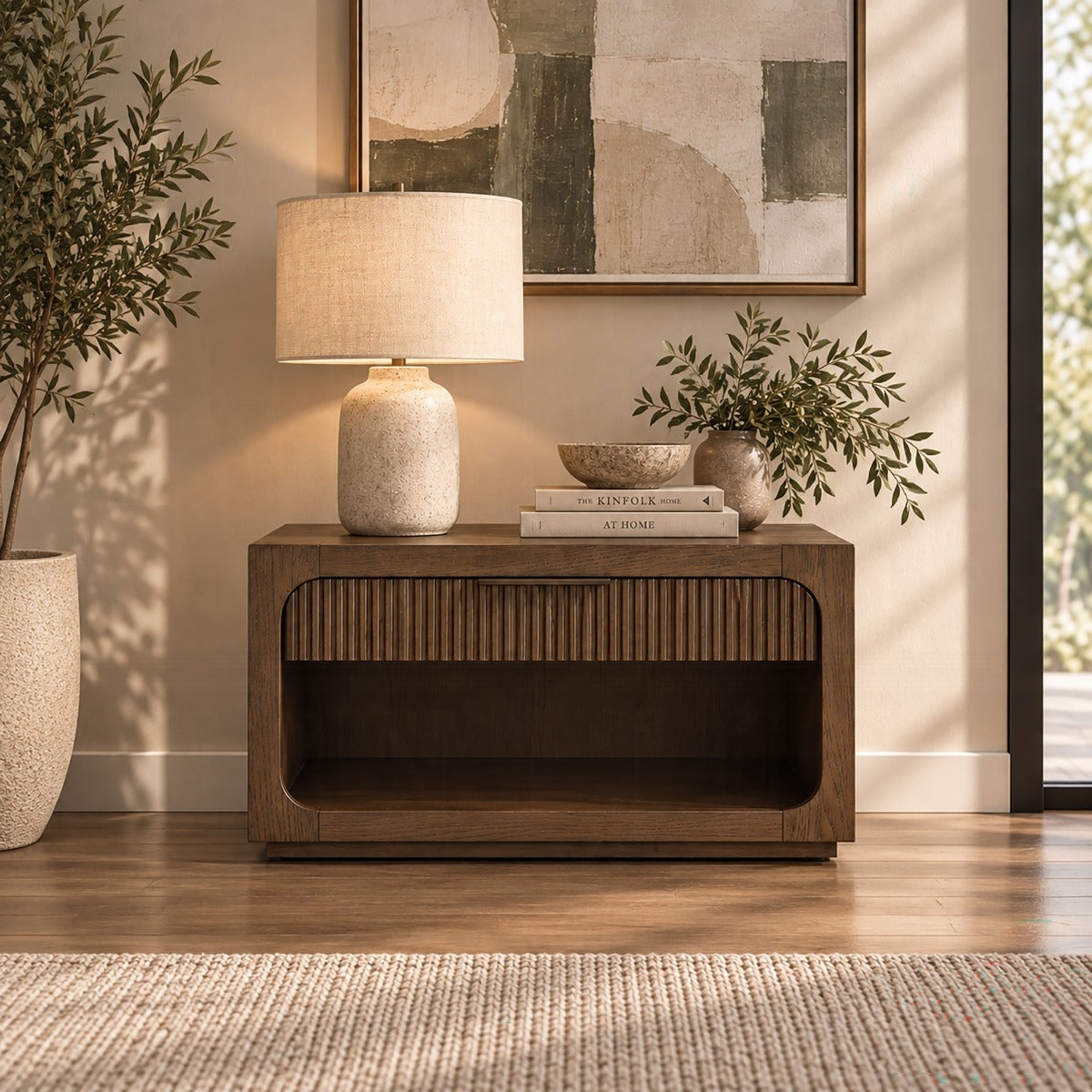 Leanna Nightstand w/Wood Top