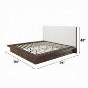 Zoey Eastern King Bed - Cream Linen & Brown Oak