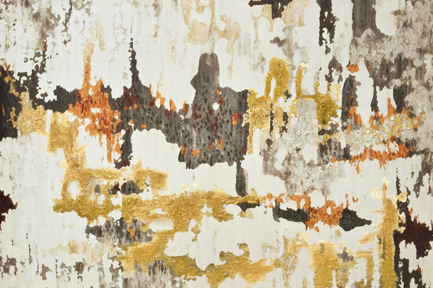 ''Gilded Urban Mirage Abstract'' Hand-painted Wrapped Canvas