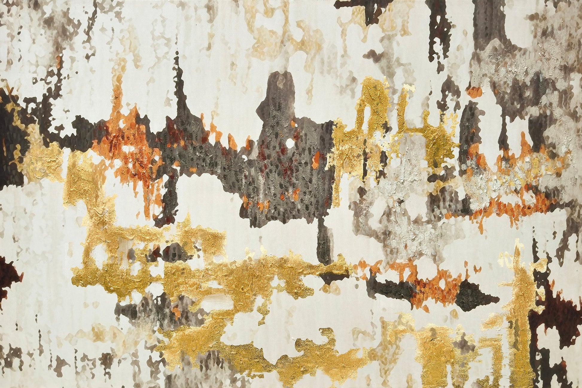 ''Gilded Urban Mirage Abstract'' Hand-painted Wrapped Canvas