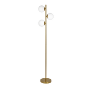 Brilliance Modern Gold Brush Floor Lamp, Opal Glass Shades and Round Metal Base