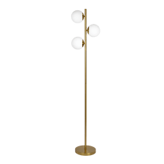 Brilliance Modern Gold Brush Floor Lamp, Opal Glass Shades and Round Metal Base