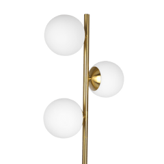 Brilliance Modern Gold Brush Floor Lamp, Opal Glass Shades and Round Metal Base