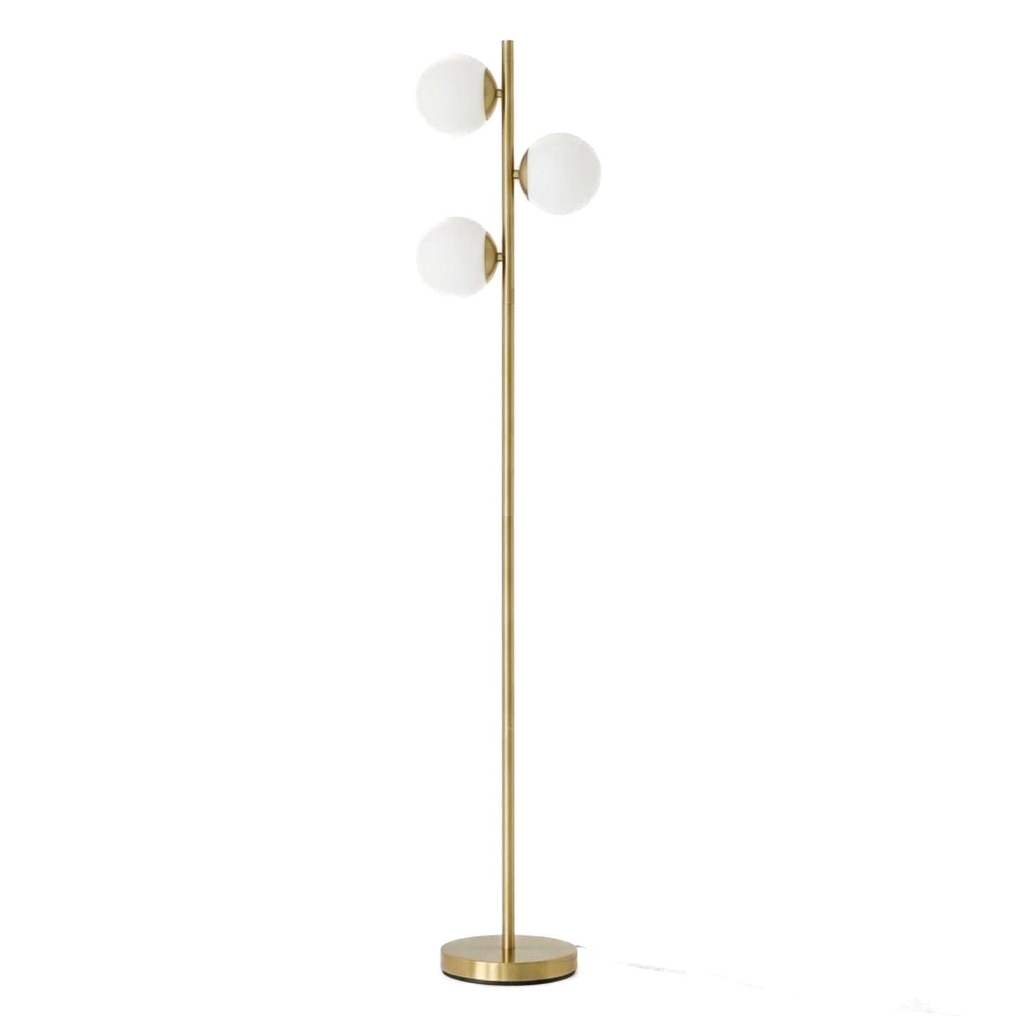 Brilliance Modern Gold Brush Floor Lamp, Opal Glass Shades and Round Metal Base