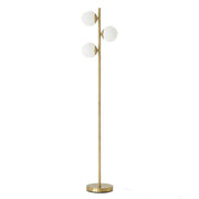 Brilliance Modern Gold Brush Floor Lamp, Opal Glass Shades and Round Metal Base