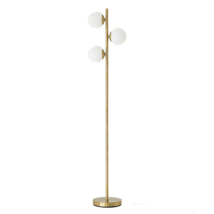 Brilliance Modern Gold Brush Floor Lamp, Opal Glass Shades and Round Metal Base