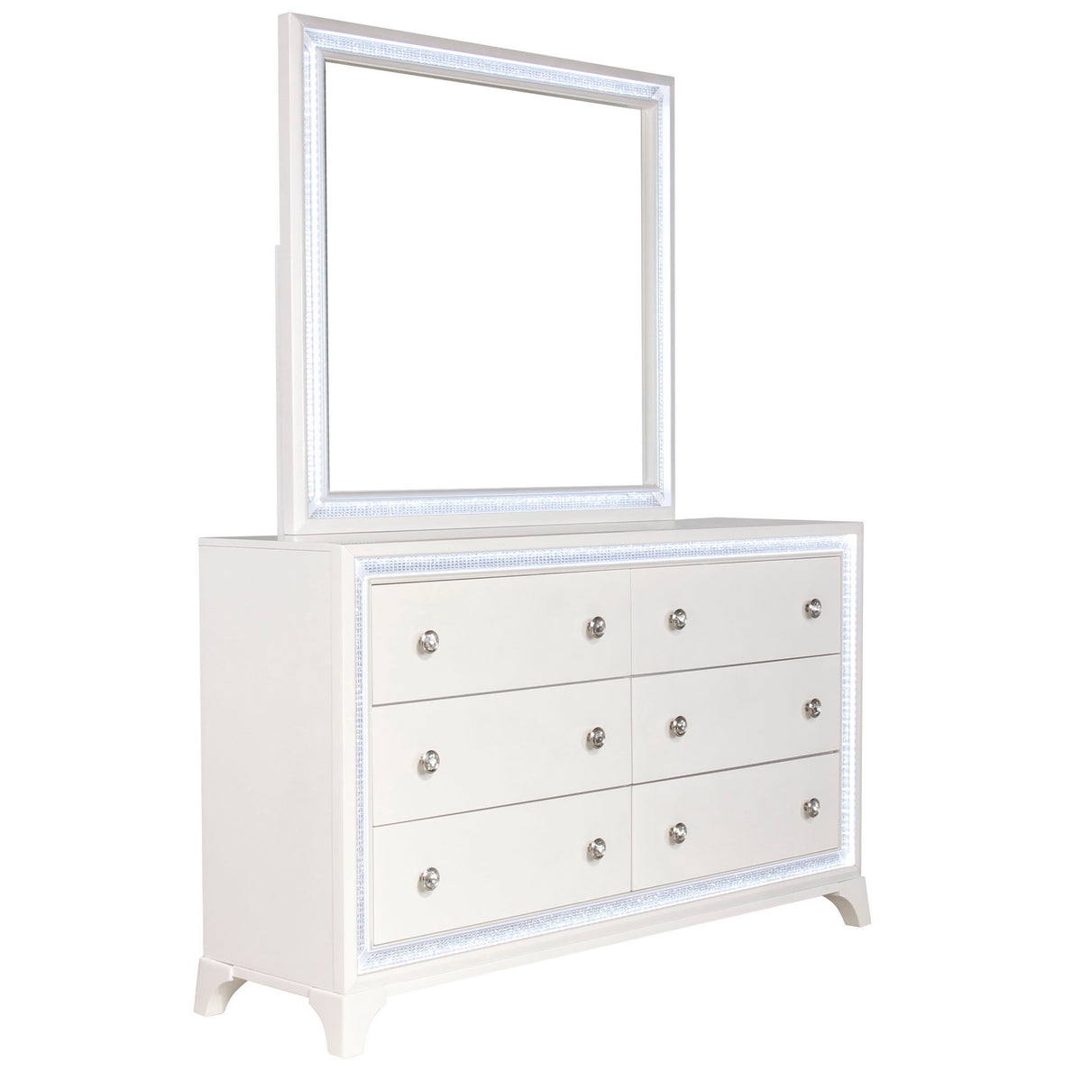 Cassie Dresser and Mirror Set in Pearl Finish