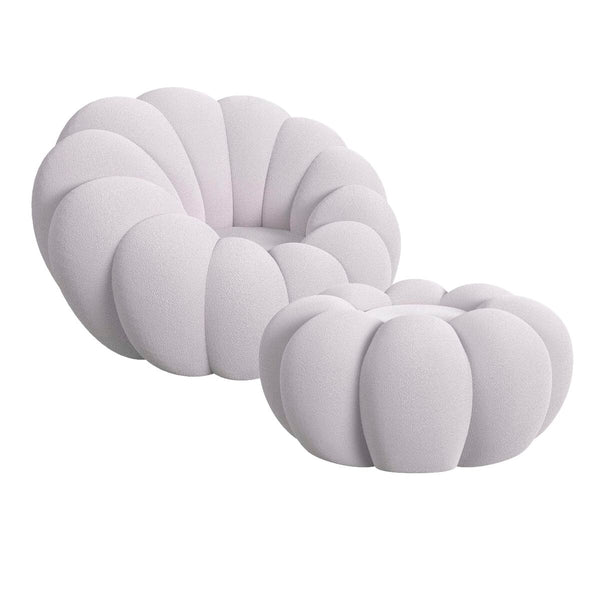 Bubble Swivel Chair and Ottoman in Grey