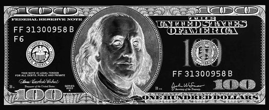 ''Franklin Noir: $100 Bill Pop Art'' Hand-painted Gloss Canvas