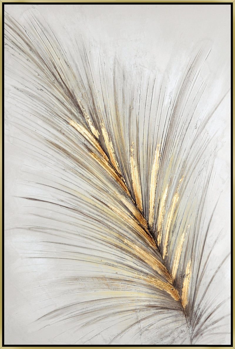 ''Luxe Whispered Gold Leaf'' Hand-painted Canvas in Frame