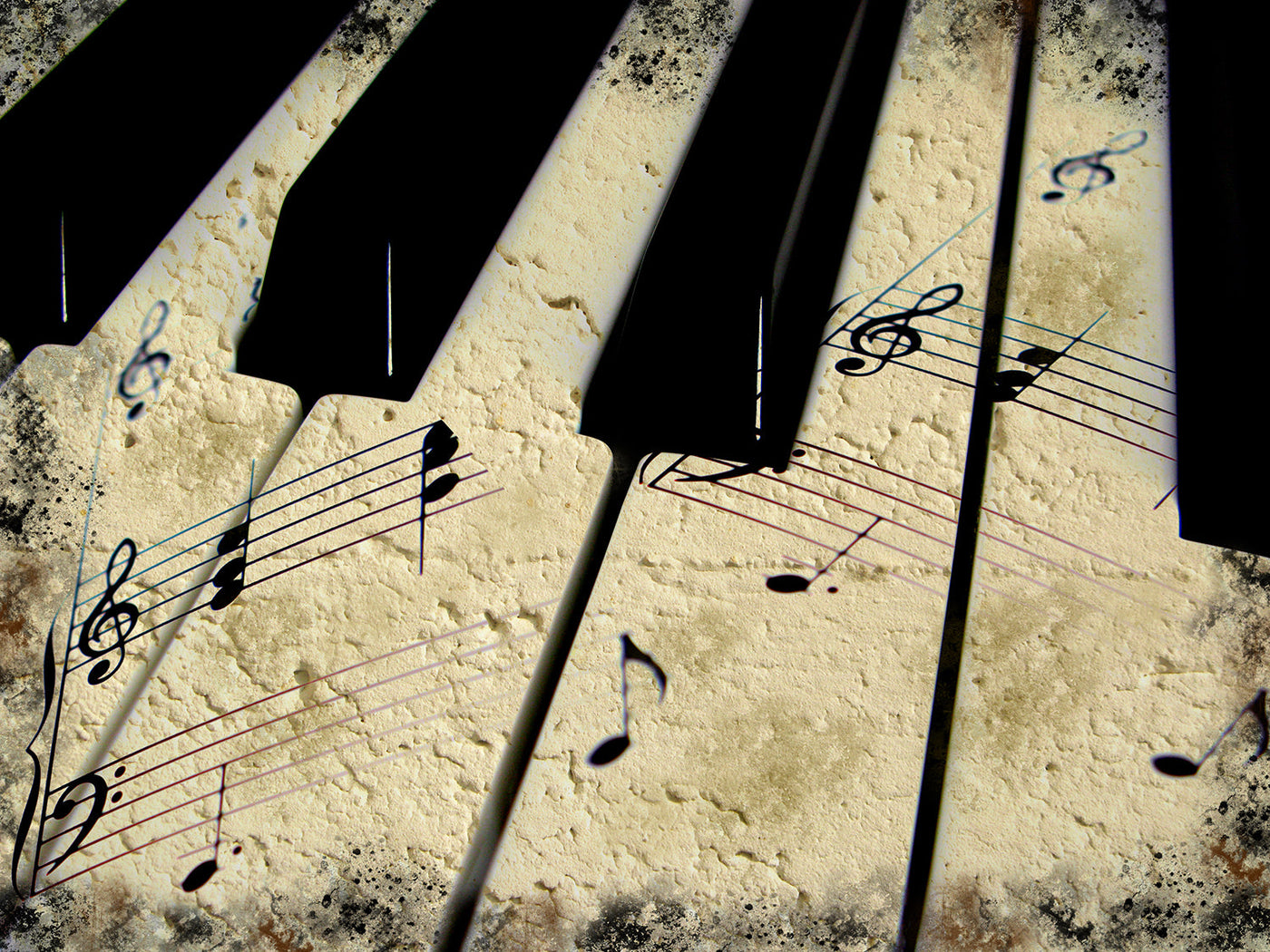 ''Symphonic Keys: Musical Abstract'' Printed Wrapped Canvas