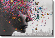 ''Butterfly Reverie Portrait'' Hand-painted Wrapped Canvas