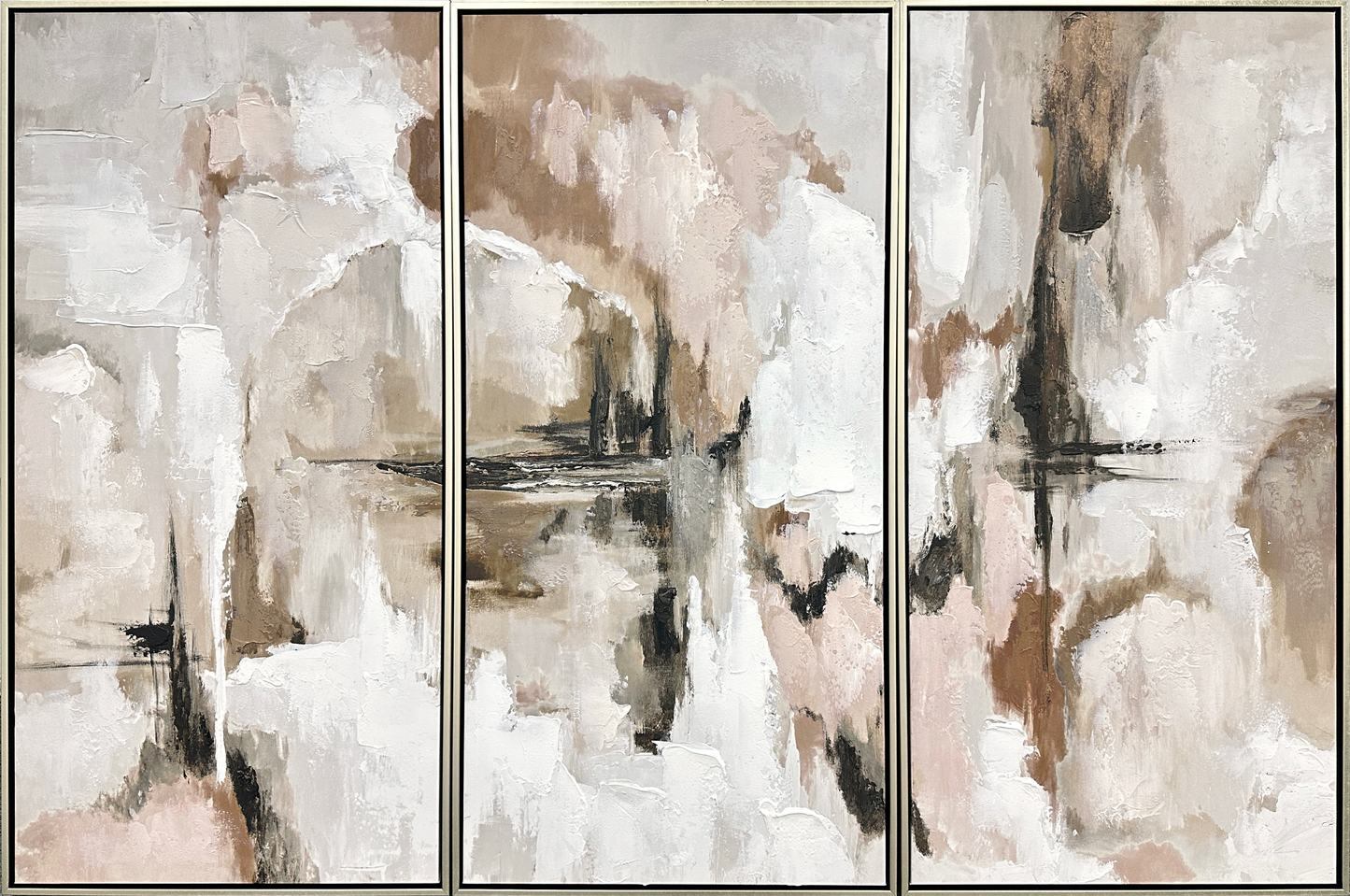 Ethereal Reflections Hand-embellished Canvas Triptych in Frame