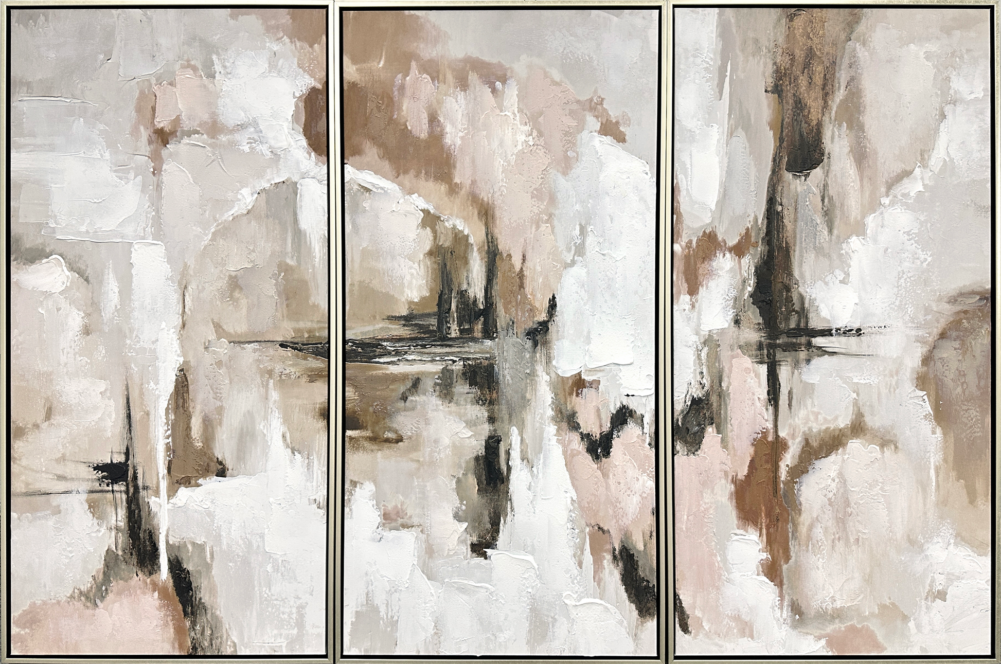 Ethereal Reflections Hand-embellished Canvas Triptych in Frame