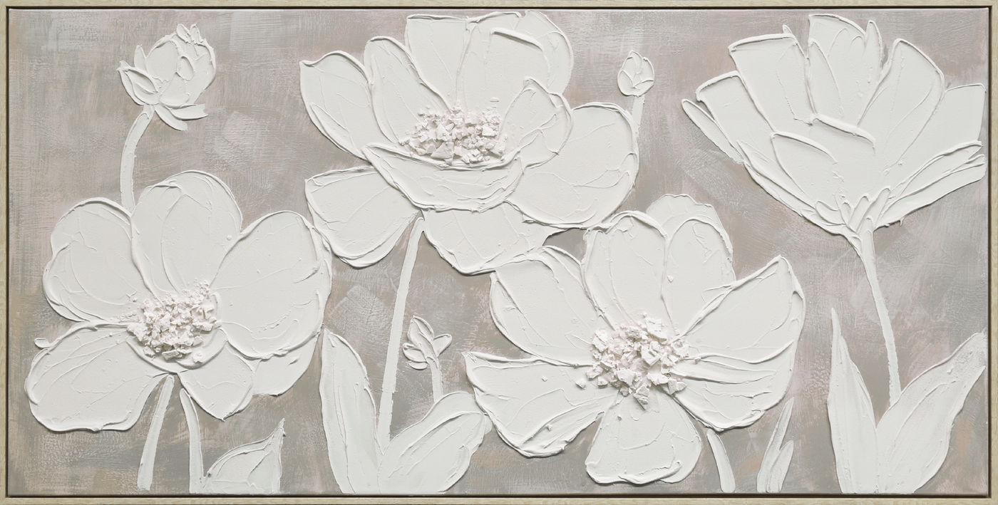 Textured Blossoms Hand-painted Canvas in Frame