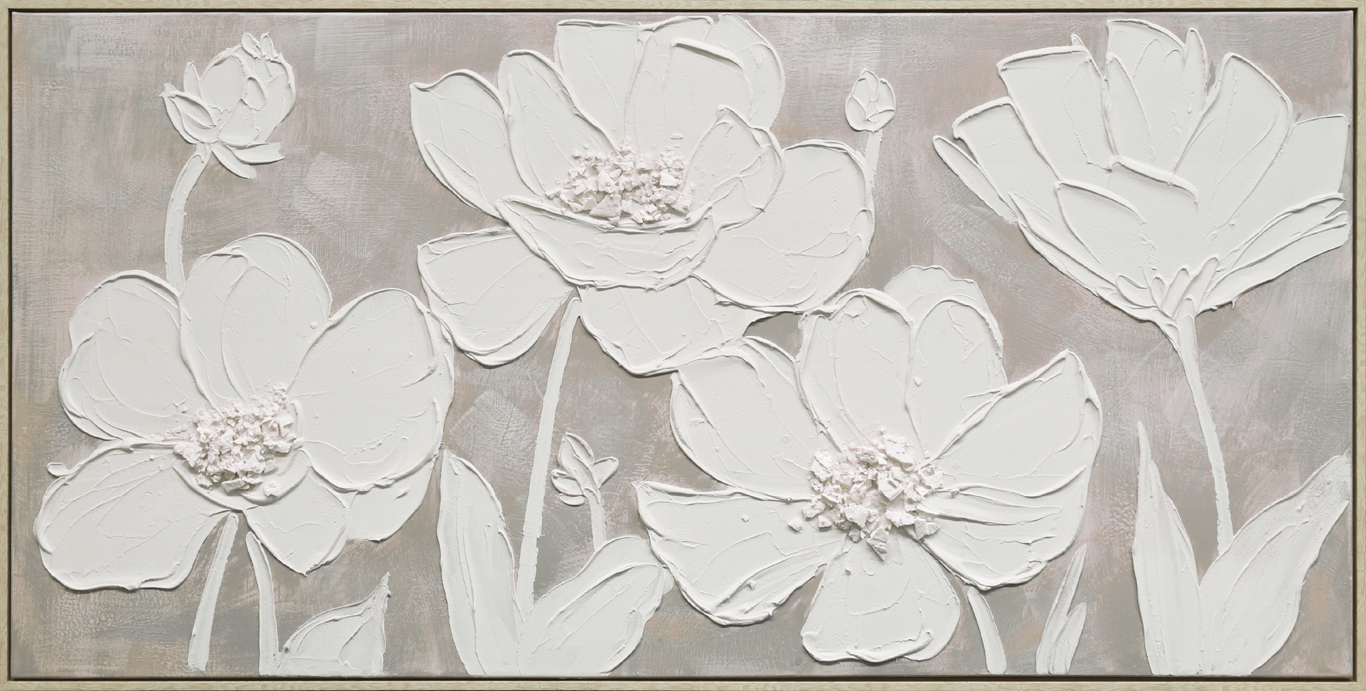 Textured Blossoms Hand-painted Canvas in Frame