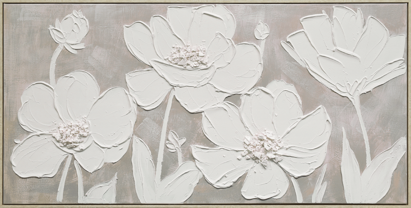 Textured Blossoms Hand-painted Canvas in Frame