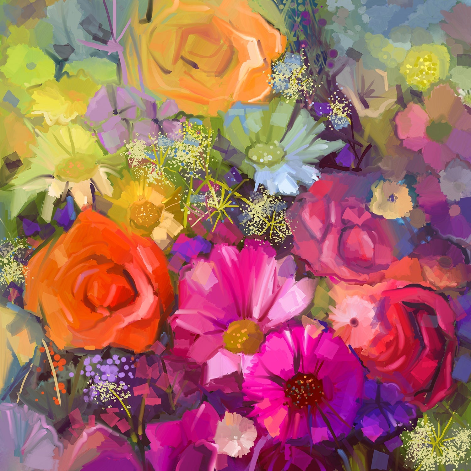 ''Electric Garden Symphony'' Printed Wrapped Canvas